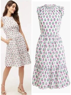 JCrew Midi Floral Dress w Ruffled Shoulders Size 12